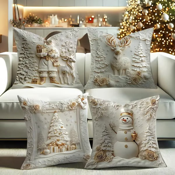 🎄 Soft Velvet Christmas Pillow Covers – 4-Piece Set for Cozy Holiday Vibes!