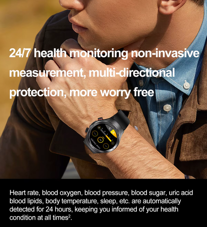 O2Tracker® HealthWave Max - Best Medical Diagnosis Smart Watch, Blood Lipids Uric Acid Blood Glucose watch, ECG+PPG Fitness Tracker