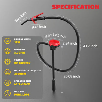 Cordless Fuel Transfer Pump Compatible with DeWalt 20V & Milwaukee 18V Batteries