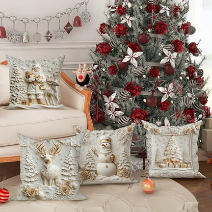 🎄 Soft Velvet Christmas Pillow Covers – 4-Piece Set for Cozy Holiday Vibes!