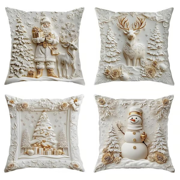 🎄 Soft Velvet Christmas Pillow Covers – 4-Piece Set for Cozy Holiday Vibes!