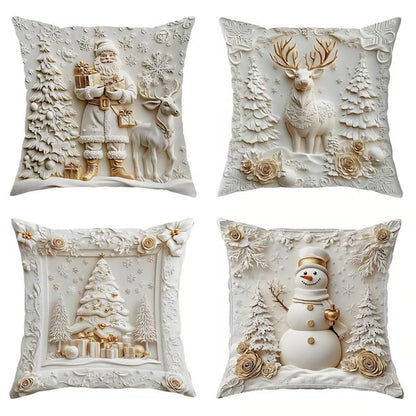 🎄 Soft Velvet Christmas Pillow Covers – 4-Piece Set for Cozy Holiday Vibes!