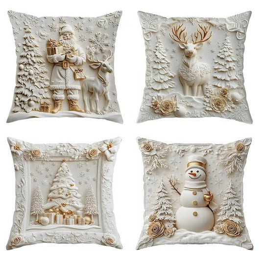 🎄 Soft Velvet Christmas Pillow Covers – 4-Piece Set for Cozy Holiday Vibes!