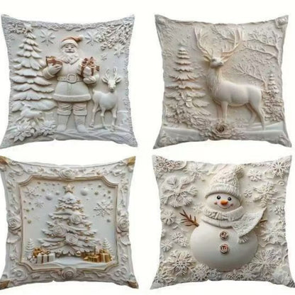 🎄 Soft Velvet Christmas Pillow Covers – 4-Piece Set for Cozy Holiday Vibes!