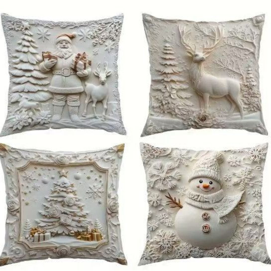 🎄 Soft Velvet Christmas Pillow Covers – 4-Piece Set for Cozy Holiday Vibes!